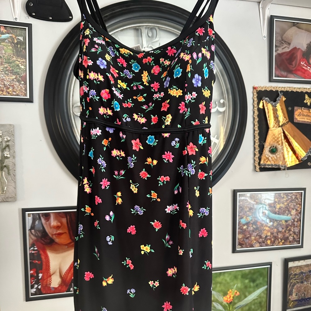 One piece bathing suit with skirt attached